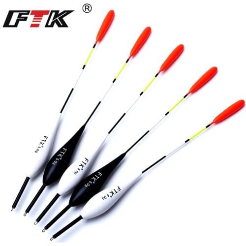 FTK 10pcs/Pack 2/3/4/5g Fish Float With Barguzinsky Wood Material Stainless Steel Light Sensitive Smooth IN-KING Smoothing