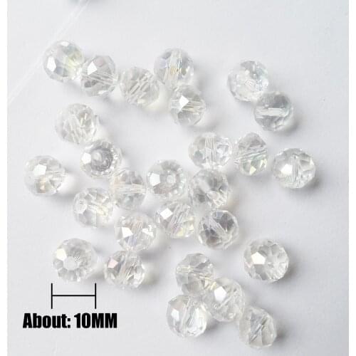Best selling High quality transparent clear white Flat crystal beads10mm Plated AB color,Lowest price 10mm white crystal beads