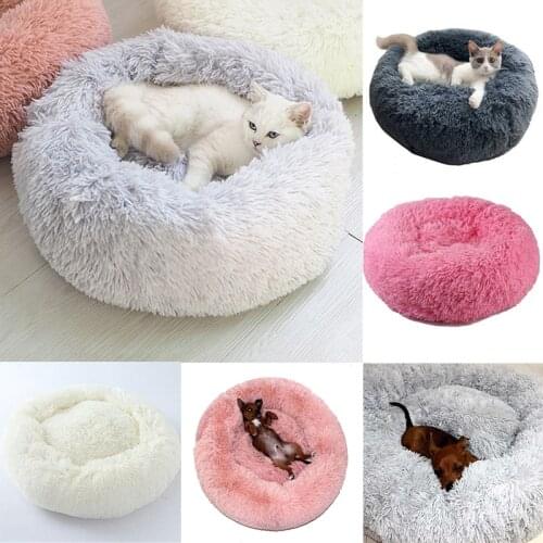 Dog Cat Round Winter Warm Sleeping Bag Long Plush Super Soft Pet Bed Kennel Cat House Super Soft Cotton Mats Sofa For Dog Basket