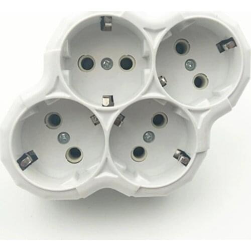 Hot 250V 16A 1 to 4 EU Plug Sockets Outlet ,AC Power Charger Wall Socket Plug Mains Strip Adapter