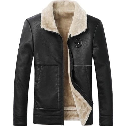 Men Winter New Leather Jackets Autumn and Winter Fur Coat with Fleece Warm Fur Pu Jacket Biker Warm Leather S- 4XL