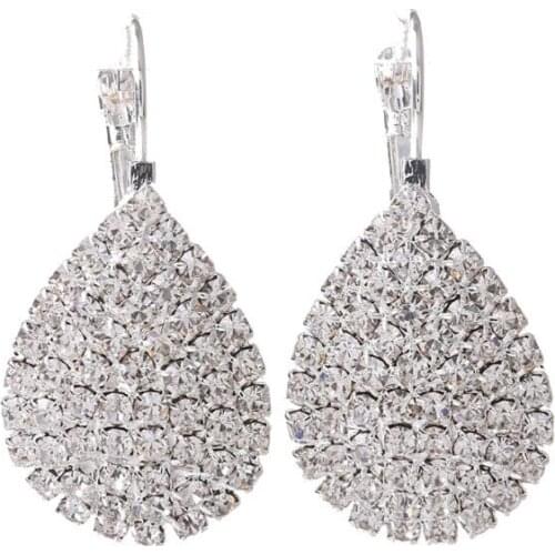 N7MF Women Fashion Statement Earrings Elegant Shiny Waterdrop Rhinestone Stud Earrings Jewelry