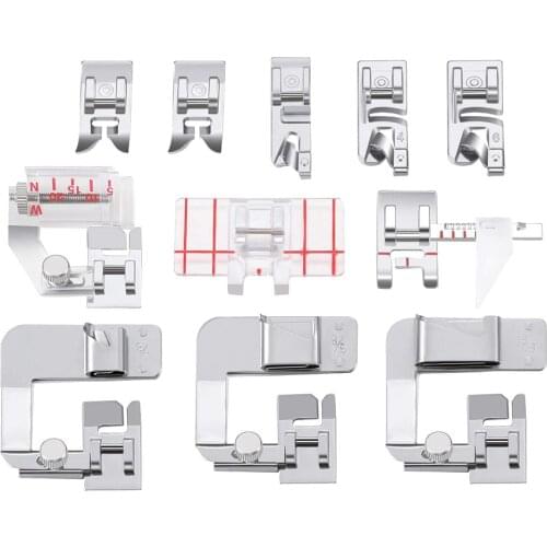 11PCS Wide Narrow Rolled Hem Foot Set Sewing Machine Hemmer Presser Foot Kits