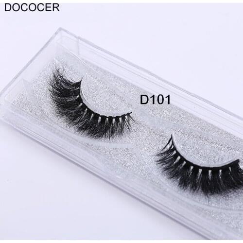 DOCOCER 3D Real Mink Eye Lashes Thick Fake Eyelash Makeup Eye Lashes 100% Handmade Glitter Packaging 1 Pair D101-D113