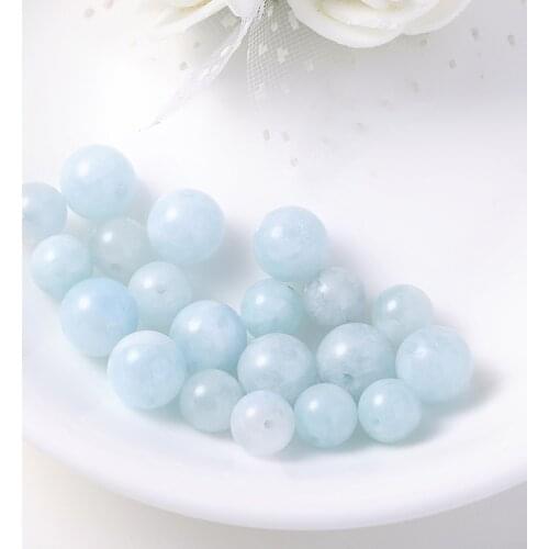 Natural Crystal Aquamarine Scattered Beads DIY Ornament Accessories Bead Bracelet Aquamarine Semi-Finished Products jewelry