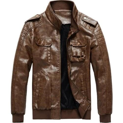 New Mens Leather Jacket Motorcycle Style Fashion PU Leather Jacket Male Thick Casual Pockets PU Coat large size