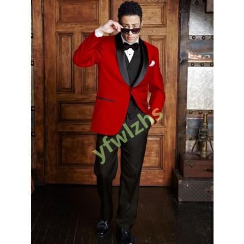 New Arrival One Button Groomsmen Shawl Lapel Groom Tuxedos Men Suits Wedding/Prom Best Blazer ( Jacket+Pants+Vest+Tie) C268