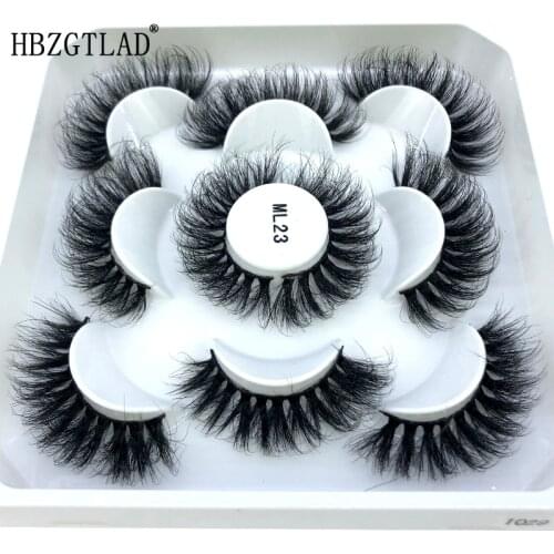 New Lashes 5 Pairs 3D Faux Mink Lashes Fluffy Soft Wispy Volume Natural long False Eyelashes Eye Lashes Reusable Eyelashs Makeup