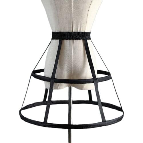 New Black 2-HOOPs Bride Hollow out Birdcage for Bridal Crinoline Petticoats A Line Wedding Accessories Underskirt