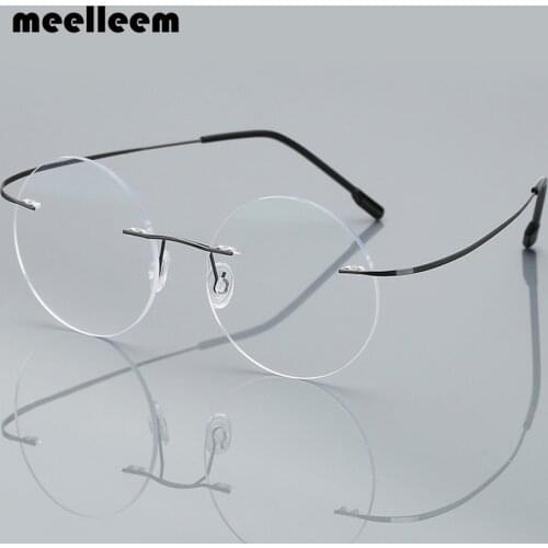 Anti-blue Ray Rimless Reading Glasses Men Women Round Titanium Alloy Frame Prescription Presbyopia Eyeglasses +1.50+2.00+2.50