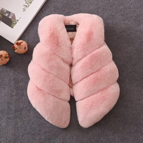 Autumn Winter Hot Kids Girls Faux Fur Vest Fashion Thick Warm Colorful Waistcoat Children Outerwear Baby Girl Christmas Clothes