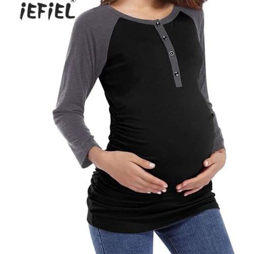 Maternity Casual Loose Nursing Tops Women Pregnant Long Sleeves Tees Breastfeeding T-Shirt Pregnancy Breastfeeding Clothes