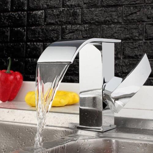 Luxury Single Lever Bathroom Vanity Basin Sink Faucet Waterfall Mono Mixer Tap
