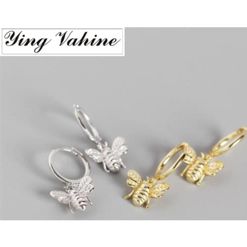 Ying Vahine 100% 925 Sterling Silver Delicate and Lovely Honeybee Pendant Stud Earrings for Women
