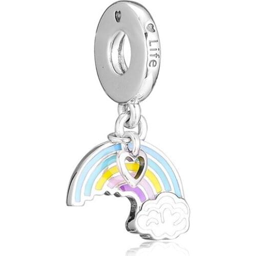 Rainbow Of Love Charm 925 Sterling Silver Mixed Enamel Beads for Jewelry Making Fit Charms Bracelet DIY Gift 02720