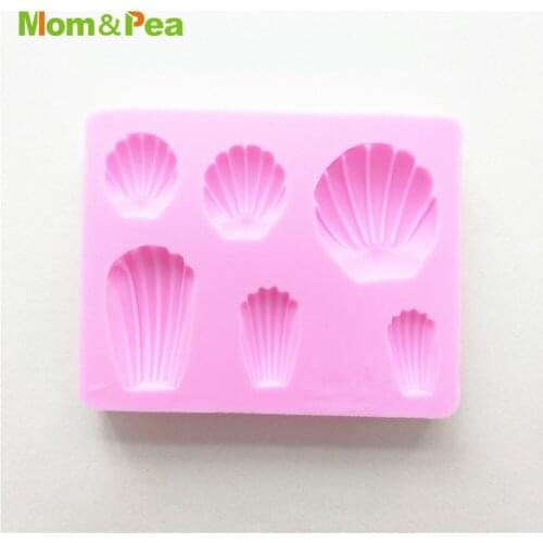Mom&Pea MPA2095 Shells Shaped Press Silicone Mold Cake Decoration Fondant Cake 3D Mold Food Grade