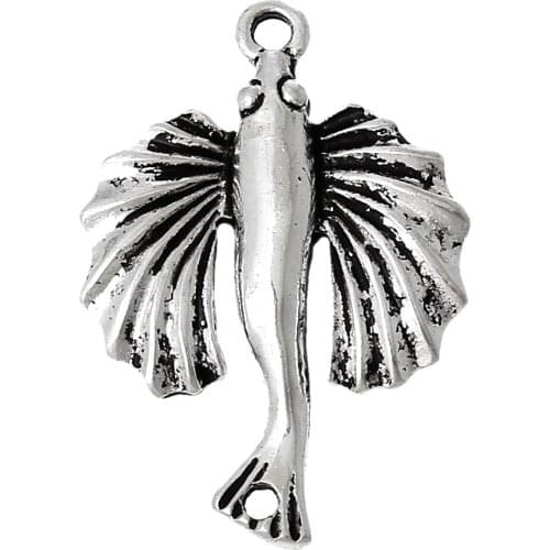 DoreenBeads Zinc metal alloy Connectors Findings Fish Silver Color 26.0mm(1") x 18.0mm( 6/8"), 2 PCs Hot new
