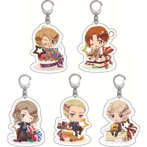 Anime Hetalia Axis Powers Souvenir Keychain Ludwig Wang Yao Ivan Braginsky Francis Bonnefoy Arthur Kirkland Figures Keyring Gift