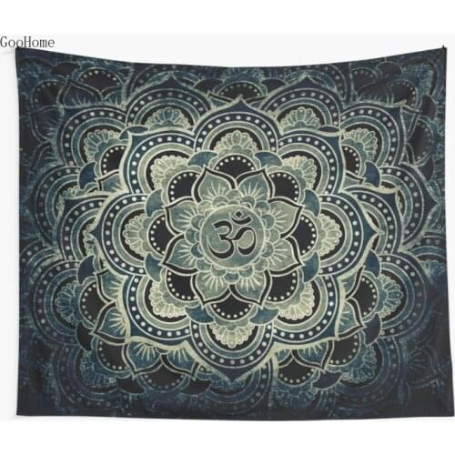 Sacred ohm symbol dark Wall Tapestry Cover Beach Towel Throw Blanket Picnic Yoga Mat Home Decoration