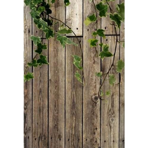 TR 10x10FT Green Vine Wooden Wall Floor Wood Studio Props Wedding Custom Photography Backdrop Studio Background Vinyl Cloth Prop