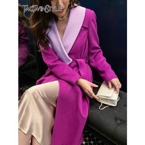 Женские плащи TWOTWINSTYLE China At AliExpress