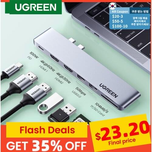 UGREEN USB C HUB Dual Type-C to Multi USB 3.0 4K HDMI for MacBook Pro Air Adapter Thunderbolt 3 Dock USB C 3.1 Port Type C HUB