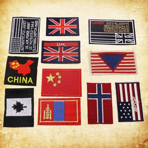 High quality embroidery Chinese American fractal circular FLAG PATCH sewing clothes armband backpack badge sticker DIY Decal