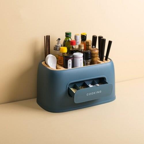 Seasoning storage box kitchen supplies multifunctional storage box household seasoning pot knife rack salt pot rack LB112710 Can