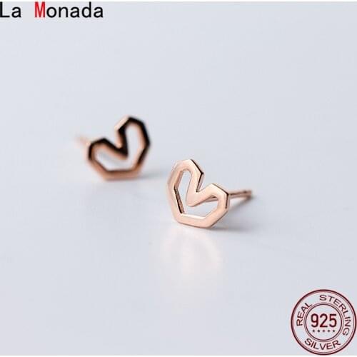 La Monada Korean Minimalist Women Earrings Silver 925 Stud Cute Glossy Heart Fine Jewelry Silver 925 Stud Earrings For Women