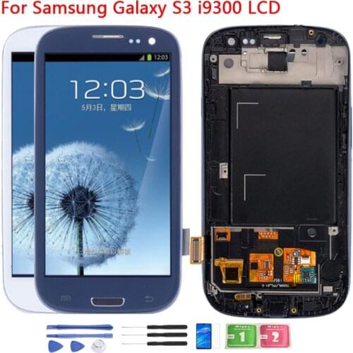 SUPER AMOLED i9300i LCD For Samsung Galaxy S3 LCD Touch Screen Frame Digitizer Assembly LCD For Galaxy S3 i9300 i9300i i9308i