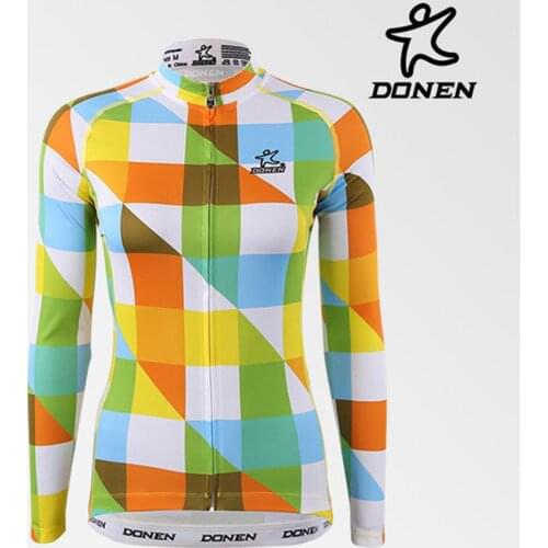 Donen Winter Long Pro Thermal Fleece grid Cycling Jersey Women Clothing Bicycle Maillot Equipacion Ciclismo Bike Clothes cycling