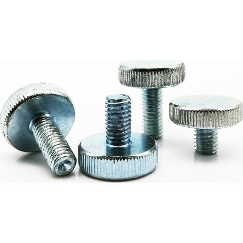1/2/5pcs M3 M4 M5 M6 M8 M10 DIN653 GB835 Carbon Steel Knurl Flat Head Hand Tighten Thumb Screw Bolt Adjust Thumbscrew Toolless