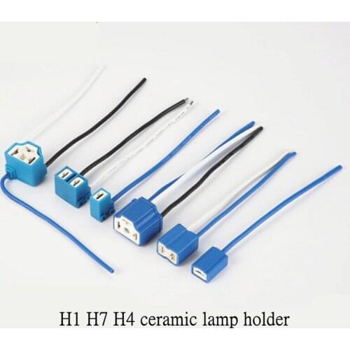 1pcs H1 H4 H7 Automobile Motorcycle Headlight Socket Connector Female Ceramic Sockets Auto Car Bulb Lamp Adaptor With Wire