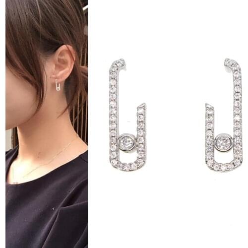 100% 925 sterling silver French no move cz earrings cute minimalist zircon france delicate jewelry for women girls gold filled