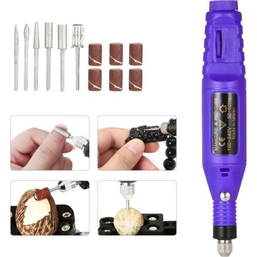14pcs 100V-240V Mini Electric Grinder Drill Tool Variable Speed Rotary Engraving Pen Carve Tool Set for Milling Polishing