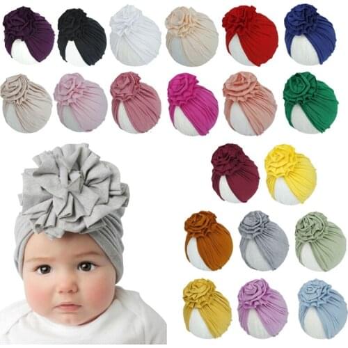 2020 Flower Baby Girls Hat Newborn Elastic Turban Hats Cotton Infant Beanie Cap GXMB