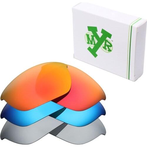 3 Pairs Mryok POLARIZED Replacement Lenses for Oakley Half Jacket 2.0 Sunglasses Ice Blue & Fire Red & Silver Titanium