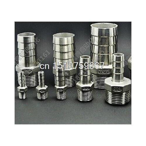304 Stainless Steel 1" Male BSPT Threaded x 15mm Hose Barbed Connector Coupler