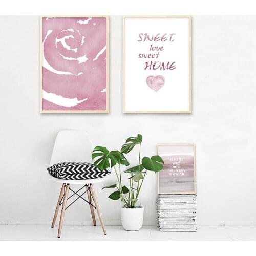 Abstract Pink Flower Canvas Art Poster Nordic Minimalist Nursery Prints Modern Painting Wall Picture for Bedroom