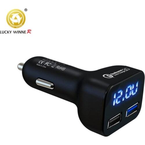 Car USB Charger Quick Charge 3.0Voltage display Mobile Phone Charger Dual USB Fast QC3.0 Car Charger for Samsung Tablet Charger