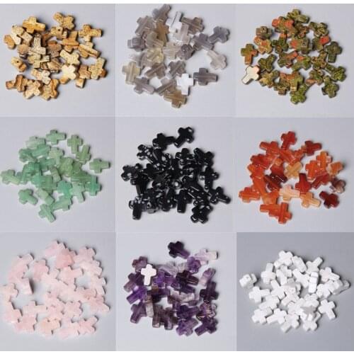 12x16mm Natural Stone Bead Cross Quartz Agates Cross Shape Beads Charms Loose Gem Beads For Jewelry Making Bracelets 5/10PCS