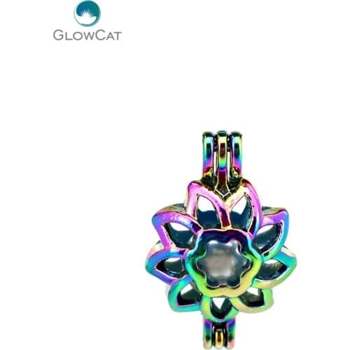 C249 5pcs/lot COLORS Multicolor 27mm Flower bead cage Pendant Pearl Locket Fairytale Party