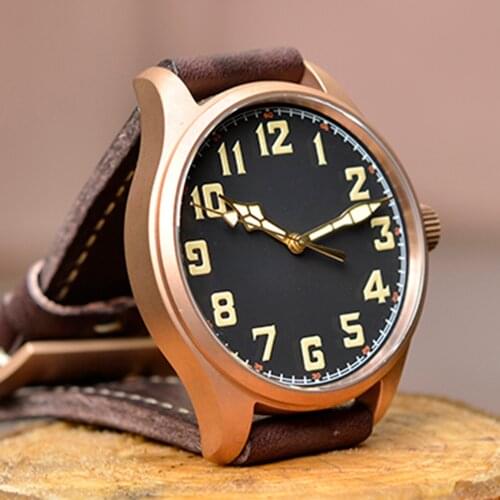 Bronze Sports Watch Men Retro Pilot Automatic Mechanical Wristwatches 100M Diver Watch Men Vintage 42mm Luminous Watches BALTANY