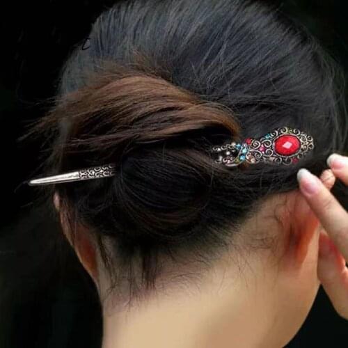 Color Crystal Metal Hairpin Retro Simple Hairpin Accessories Retro Hairpin Ladies Banquet Hair Accessories Wedding Accessories
