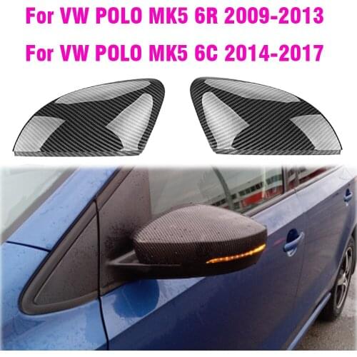 For VW POLO MK5 6R 6C 2014-2017 Car New Side Wing Mirror Cover Caps Carbon Fiber Look Mirror Cover RearView Mirror Case Cover