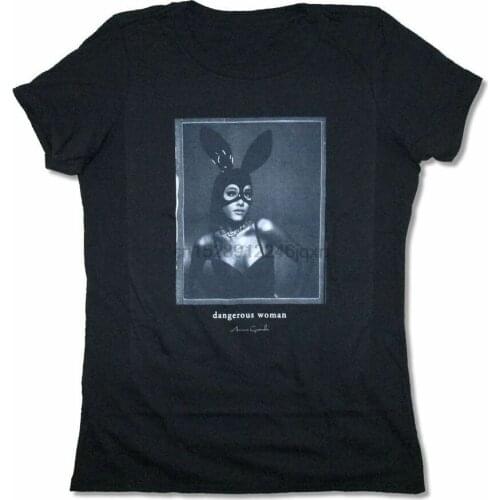 Ariana Grande Dangerous Woman Bunny Mask Girls Juniors Black Shirt New Free Shipping Tee Shirt