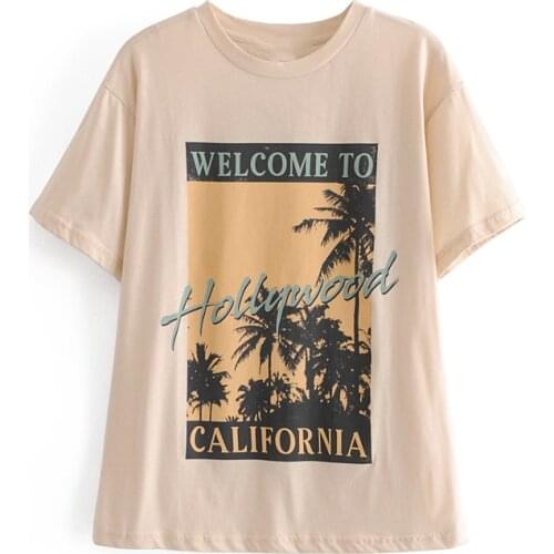 DOUJILI Summer Top Tees Tree Print Short Sleeve Round Neck Soft Cotton T-Shirts For Women Casual Wearing Tops