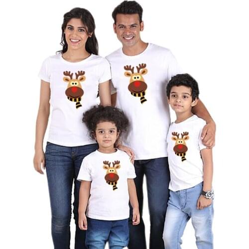 Santa Father Mother Daughter Son Christmas Outfits Party Wear Deer Christmas Family Matching Clothes Tshirts