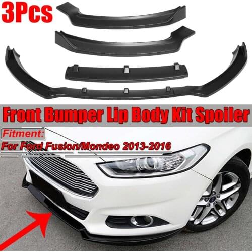 3Pieces Matte Black Car Front Bumper Splitter Lip Spoiler Diffuser Protector Body Kit For Ford For Fusion For Mondeo 2013-2018