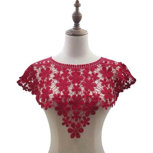 Lace Fake Collar Hollow Out Solid Color Flowers Decorative DIY Handmade Shawl Party Banquet Embroidery Dress Clothes Accessories